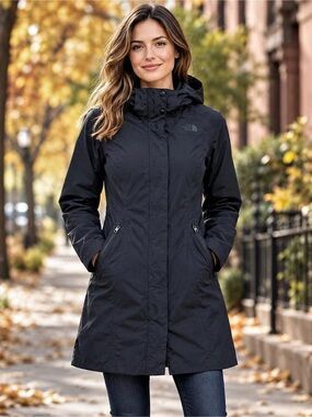 The North Face Metropolis Parka Women's Hooded Trench Coat Black